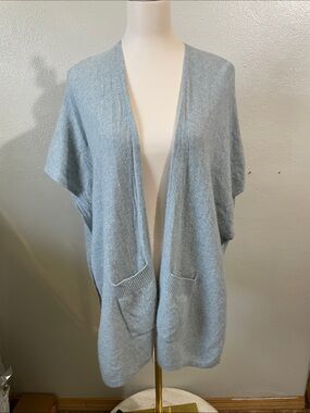 Cozy Cashmere Blend Poncho Cardigan Blue Nordstrom Open Front One Size Wrap Luxe